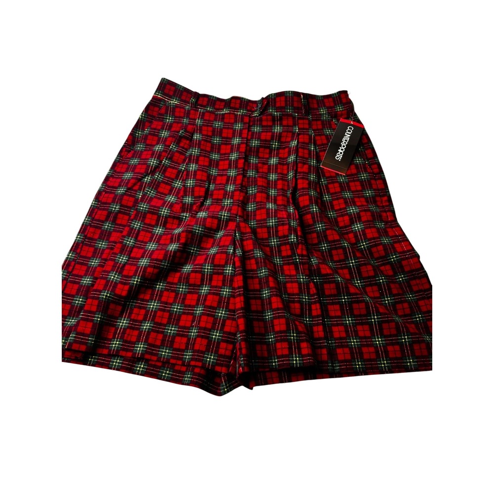 Counterparts Red Plaid Corduroy Pleated Shorts Womens 14 NWT Holiday